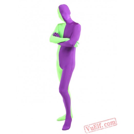Green Purple Lycra Spandex BodySuit | Zentai Suit