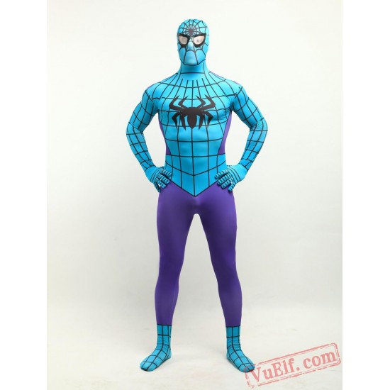 Purple Blue Spiderman Lycra Spandex BodySuit | Zentai Suit