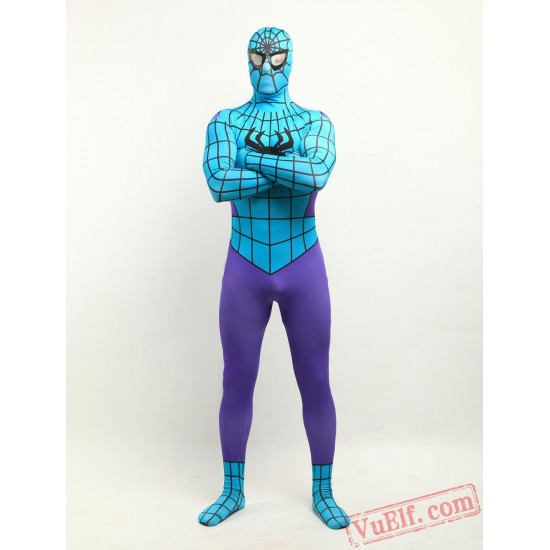 Purple Blue Spiderman Lycra Spandex BodySuit | Zentai Suit