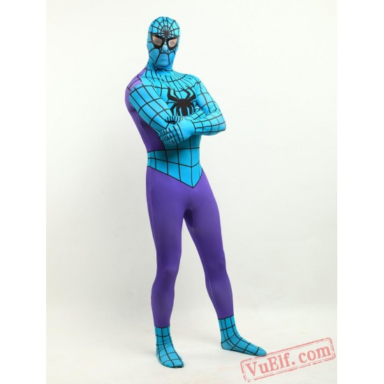 Purple Blue Spiderman Lycra Spandex BodySuit | Zentai Suit