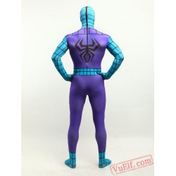 Purple Blue Spiderman Lycra Spandex BodySuit | Zentai Suit