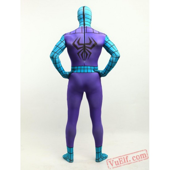 Purple Blue Spiderman Lycra Spandex BodySuit | Zentai Suit