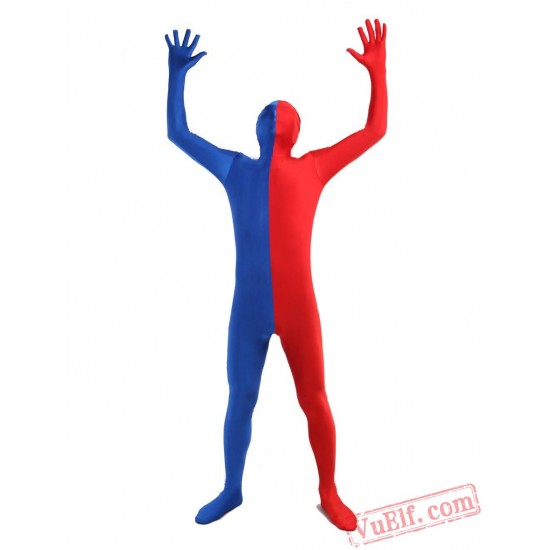 Funny Blue Red Lycra Spandex BodySuit | Zentai Suit