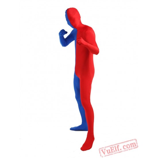 Funny Blue Red Lycra Spandex BodySuit | Zentai Suit