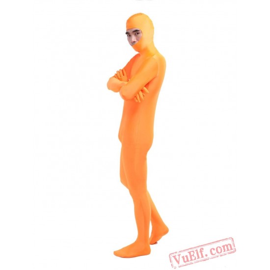 Orange Open Face Lycra Spandex BodySuit | Zentai Suit