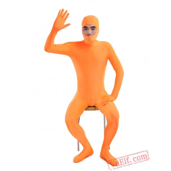 Orange Open Face Lycra Spandex BodySuit | Zentai Suit