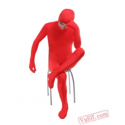 Red Open Face Lycra Spandex BodySuit | Zentai Suit