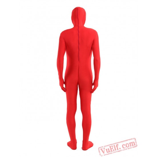 Red Open Face Lycra Spandex BodySuit | Zentai Suit