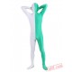 White Green Lycra Spandex BodySuit | Zentai Suit