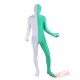 White Green Lycra Spandex BodySuit | Zentai Suit
