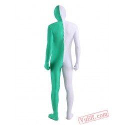 White Green Lycra Spandex BodySuit | Zentai Suit