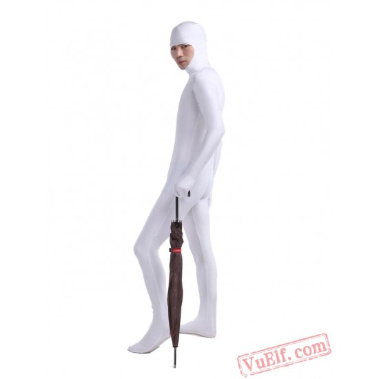 White Open Face Lycra Spandex BodySuit | Zentai Suit