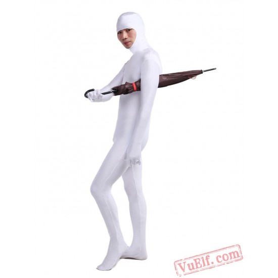 White Open Face Lycra Spandex BodySuit | Zentai Suit