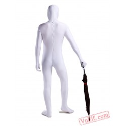 White Open Face Lycra Spandex BodySuit | Zentai Suit