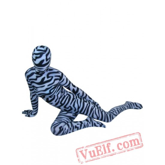 Zebra Pattern Fullbody Lycra Spandex BodySuit | Zentai Suit