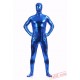 Blue Shiny Metalic Mens Lycra Spandex BodySuit | Zentai Suit