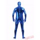 Blue Shiny Metalic Mens Lycra Spandex BodySuit | Zentai Suit