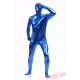 Blue Shiny Metalic Mens Lycra Spandex BodySuit | Zentai Suit