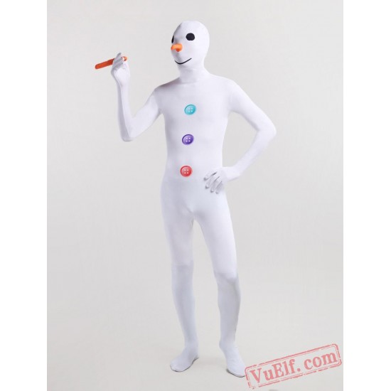 White Snowman Costumes - Lycra Spandex BodySuit | Zentai Suit