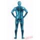 Blue Shiny Metalic Mens Lycra Spandex BodySuit | Zentai Suit