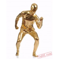 Gold Shiny Metalic Mens Lycra Spandex BodySuit | Zentai Suit