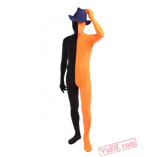 Black Orange Lycra Spandex BodySuit | Zentai Suit