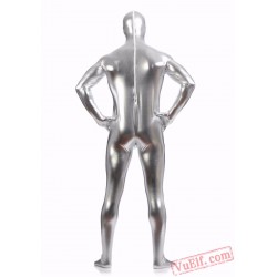 Silvery Shiny Metalic Mens Lycra Spandex BodySuit | Zentai Suit