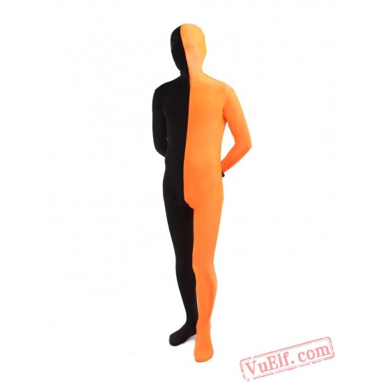 Black Orange Lycra Spandex BodySuit | Zentai Suit