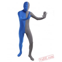 Blue Grey Lycra Spandex BodySuit | Zentai Suit