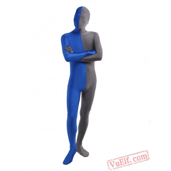 Blue Grey Lycra Spandex BodySuit | Zentai Suit