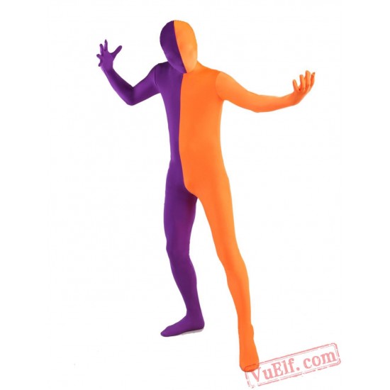 Orange Purple Lycra Spandex BodySuit | Zentai Suit