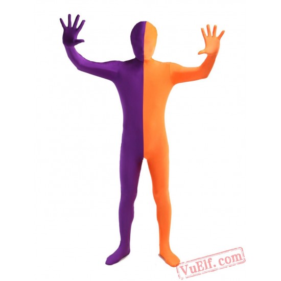 Orange Purple Lycra Spandex BodySuit | Zentai Suit