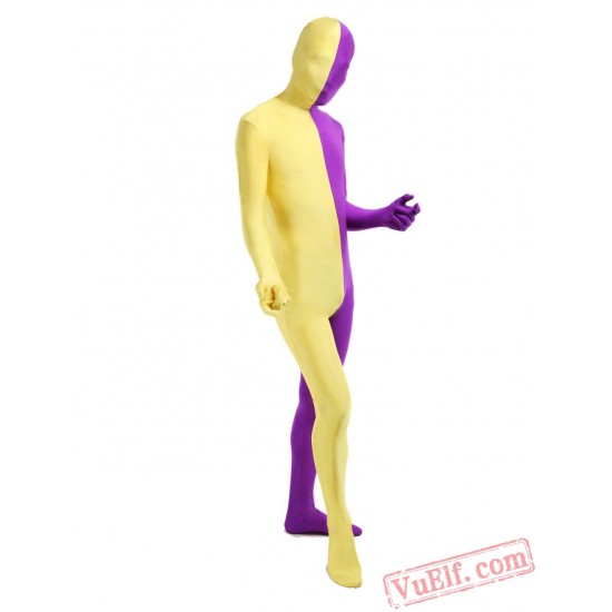 Purple Yellow Lycra Spandex BodySuit | Zentai Suit