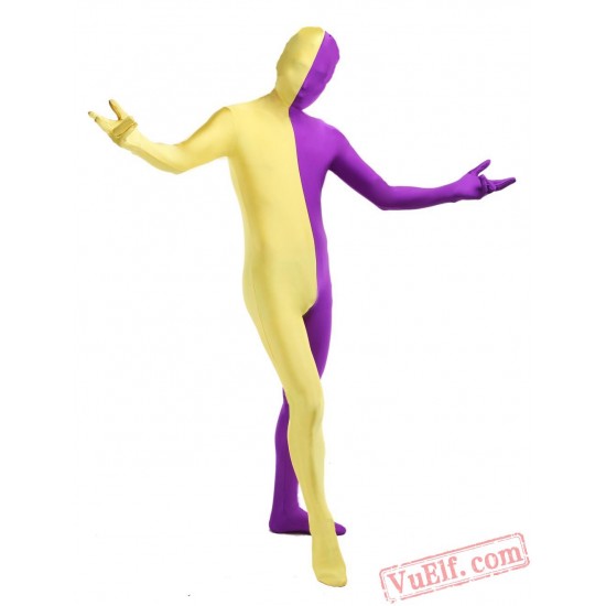 Purple Yellow Lycra Spandex BodySuit | Zentai Suit