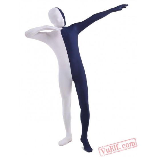 Dark Navy White Lycra Spandex BodySuit | Zentai Suit