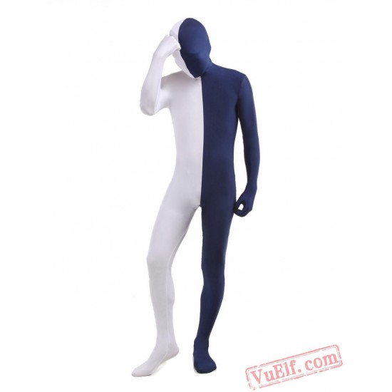 Dark Navy White Lycra Spandex BodySuit | Zentai Suit