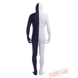 Dark Navy White Lycra Spandex BodySuit | Zentai Suit