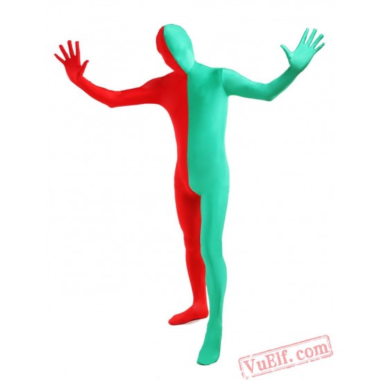 Red Green Lycra Spandex BodySuit | Zentai Suit