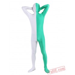 White Green DLycra Spandex BodySuit | Zentai Suit