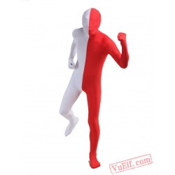 White Red Lycra Spandex BodySuit | Zentai Suit