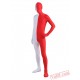 White Red Lycra Spandex BodySuit | Zentai Suit