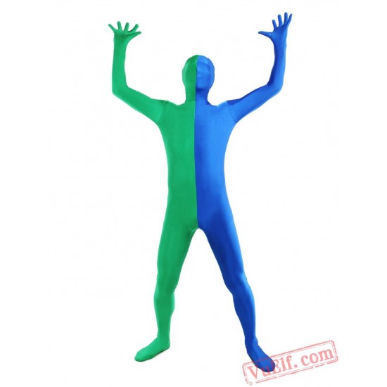 Green Blue Lycra Spandex BodySuit | Zentai Suit