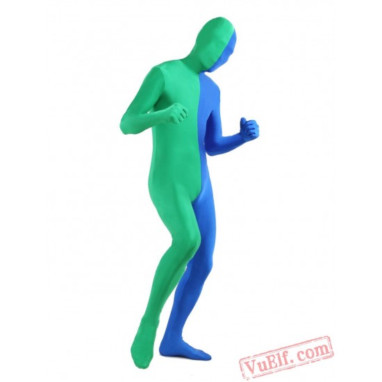 Green Blue Lycra Spandex BodySuit | Zentai Suit