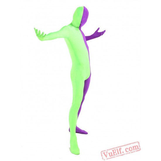 Green Purple Lycra Spandex BodySuit | Zentai Suit