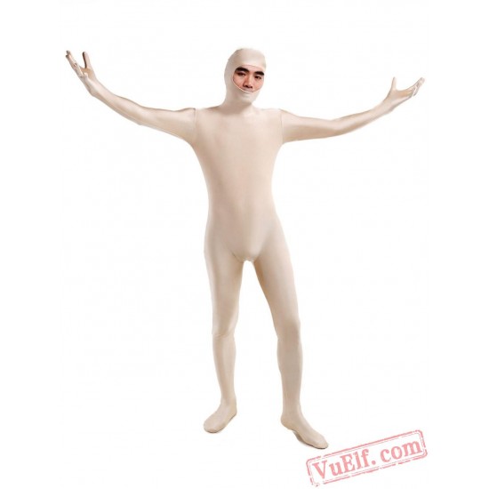 Beige Open Face Lycra Spandex BodySuit | Zentai Suit