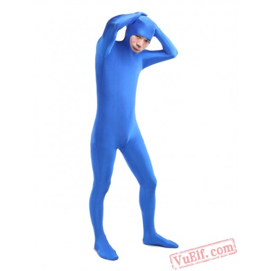 Blue Open Face Lycra Spandex BodySuit | Zentai Suit