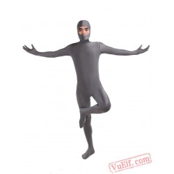 Deep Gray Open Face Lycra Spandex BodySuit | Zentai Suit