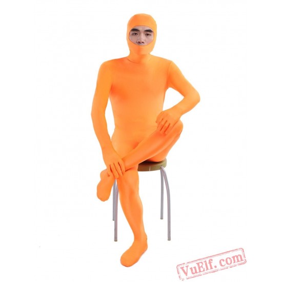 Orange Open Face Lycra Spandex BodySuit | Zentai Suit