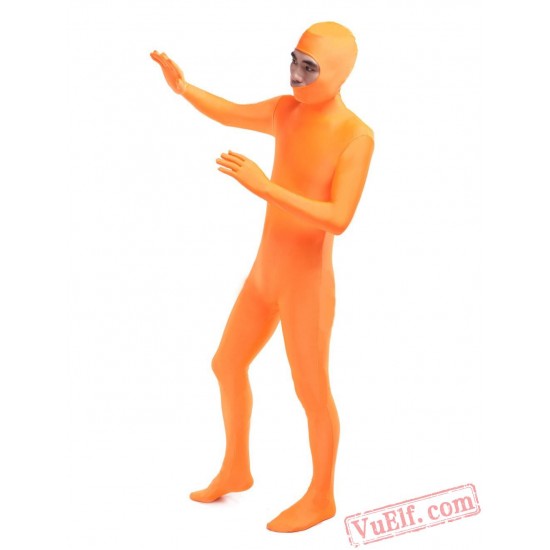 Orange Open Face Lycra Spandex BodySuit | Zentai Suit