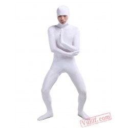 White Open Face Lycra Spandex BodySuit | Zentai Suit